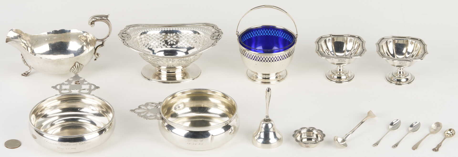 Lot 847: 14 Assembled Sterling Silver Table Items