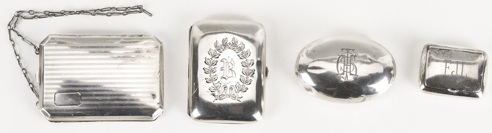 Lot 848: 8 Sterling Silver Items Incl. Flask, Card Cases