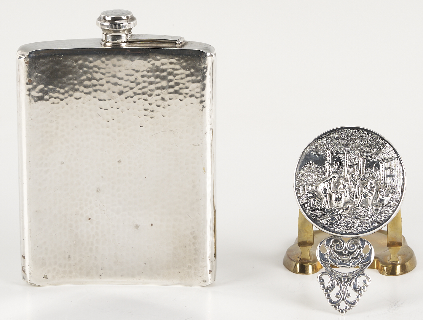 Lot 848: 8 Sterling Silver Items Incl. Flask, Card Cases