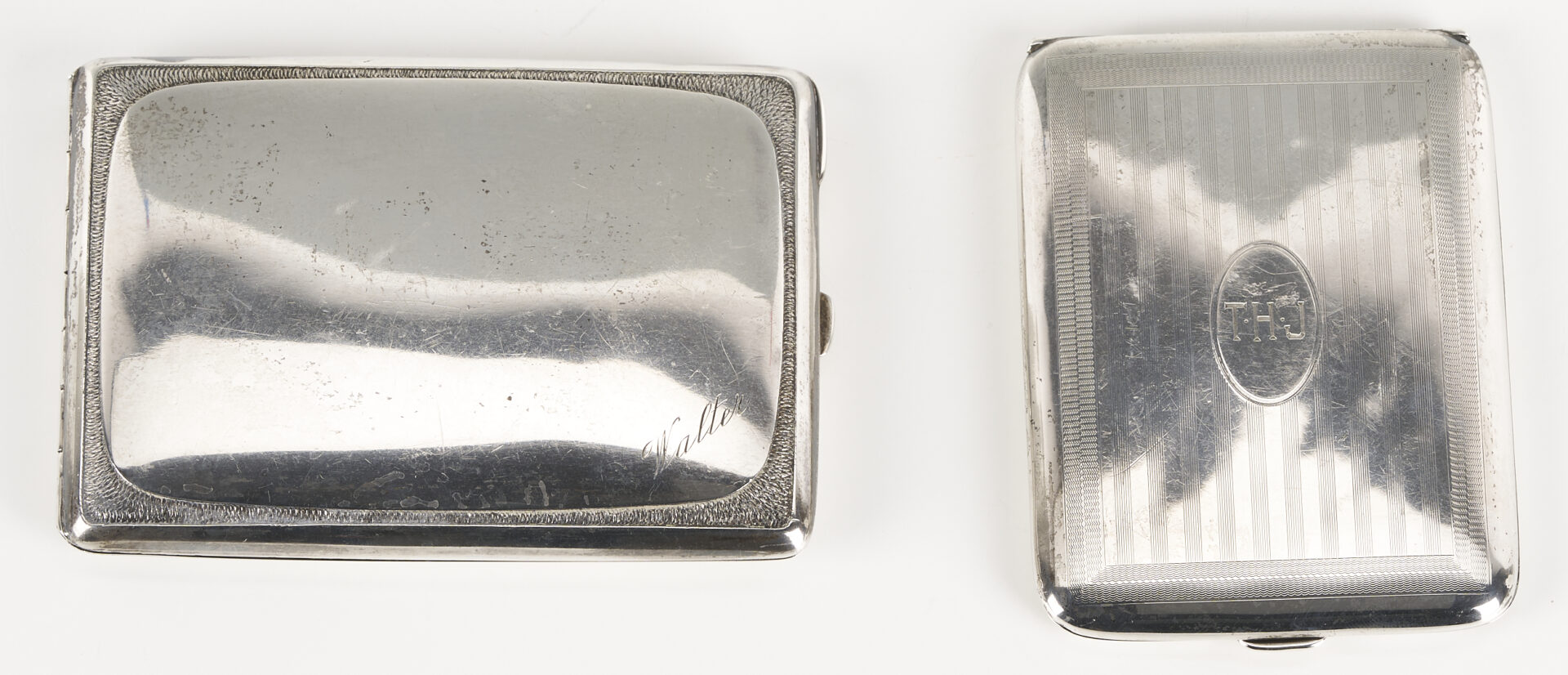 Lot 848: 8 Sterling Silver Items Incl. Flask, Card Cases