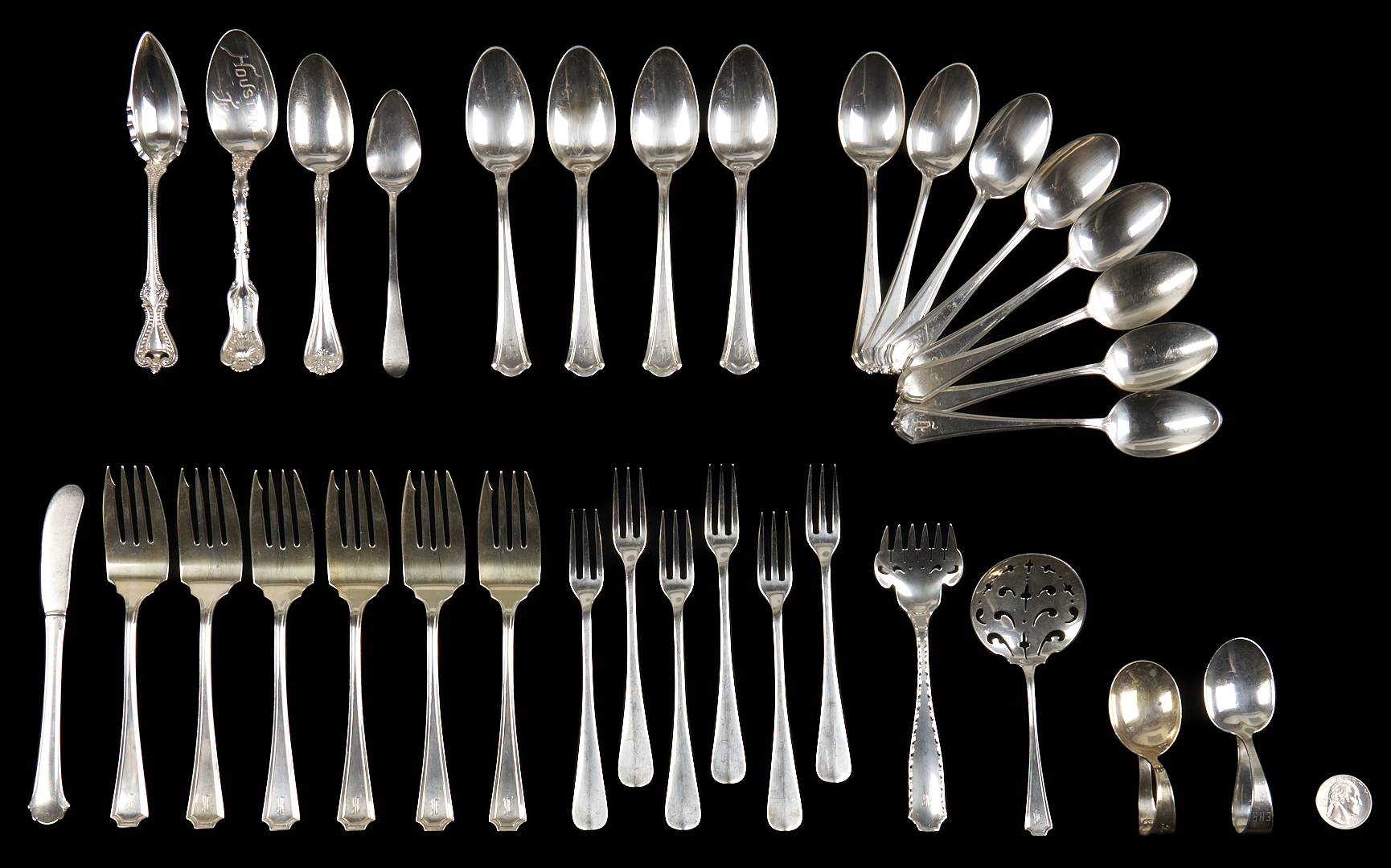 Lot 849: 33 Pcs. Assorted Sterling Silver Flatware