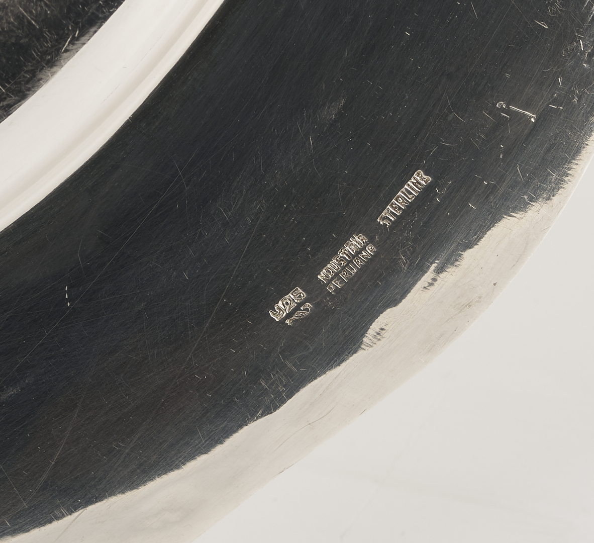 Lot 850: 1 Peruvian Silver Plate plus 1 Sterling 9″ Bowl with Pierced Rim