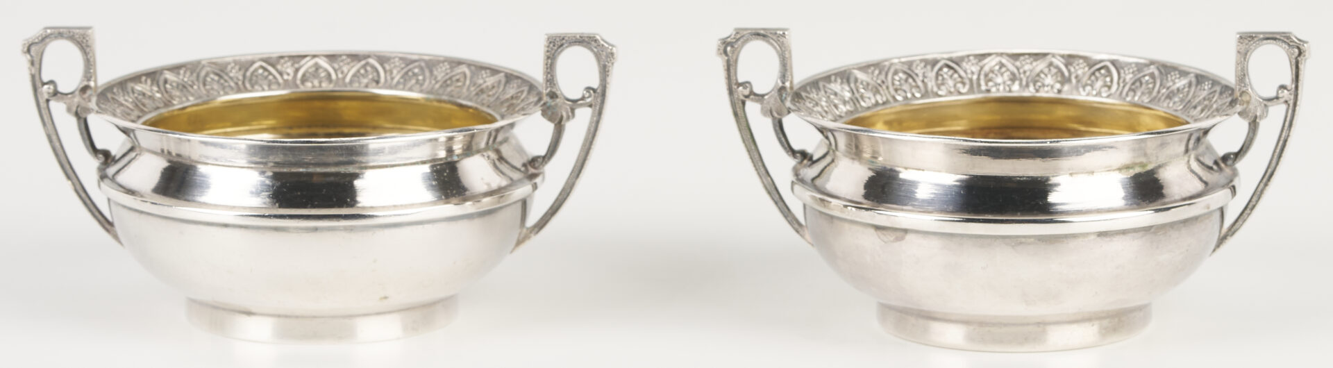 Lot 853: Antique Sterling Basket plus 2 Wood and Hughes Salts and Candy Bowl