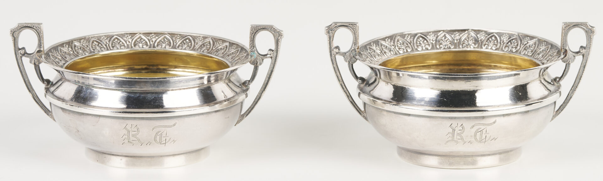 Lot 853: Antique Sterling Basket plus 2 Wood and Hughes Salts and Candy Bowl