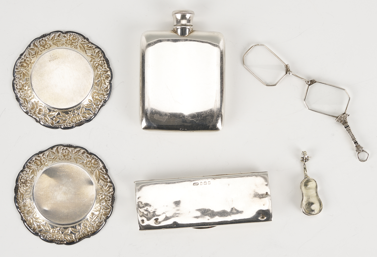 Lot 854: 9 Assorted Sterling Items plus Tiffany Opera Glasses & Lorgnette