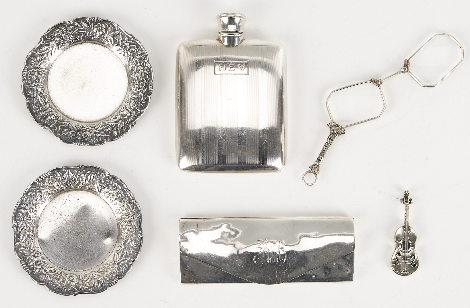 Lot 854: 9 Assorted Sterling Items plus Tiffany Opera Glasses & Lorgnette