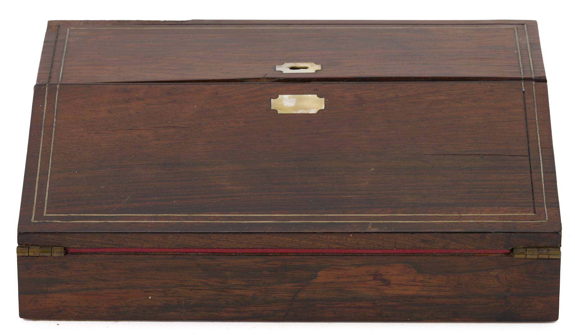 Lot 859: 3 Brass Bound or Inlay Wooden Boxes