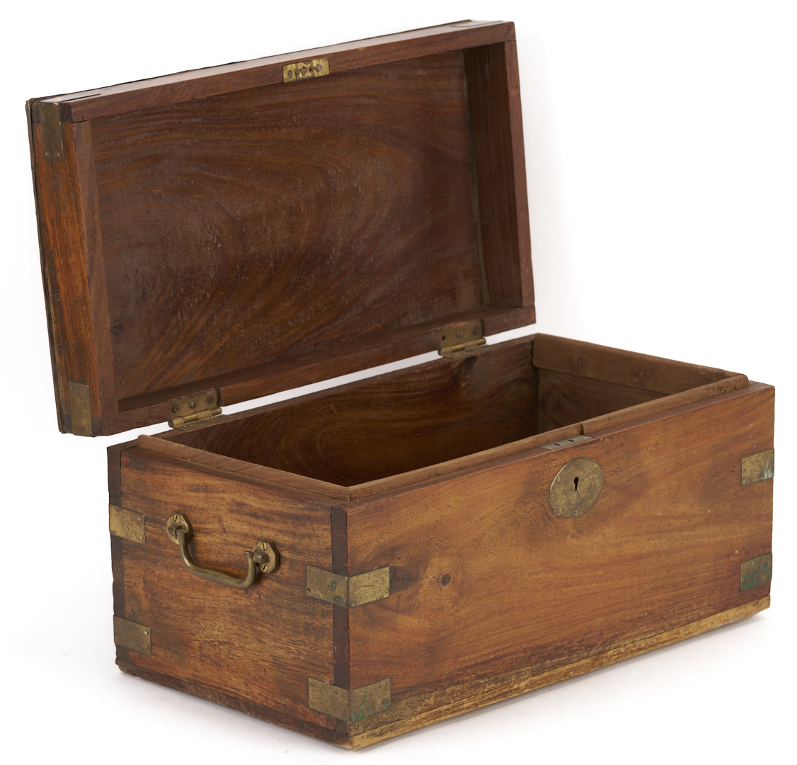 Lot 859: 3 Brass Bound or Inlay Wooden Boxes