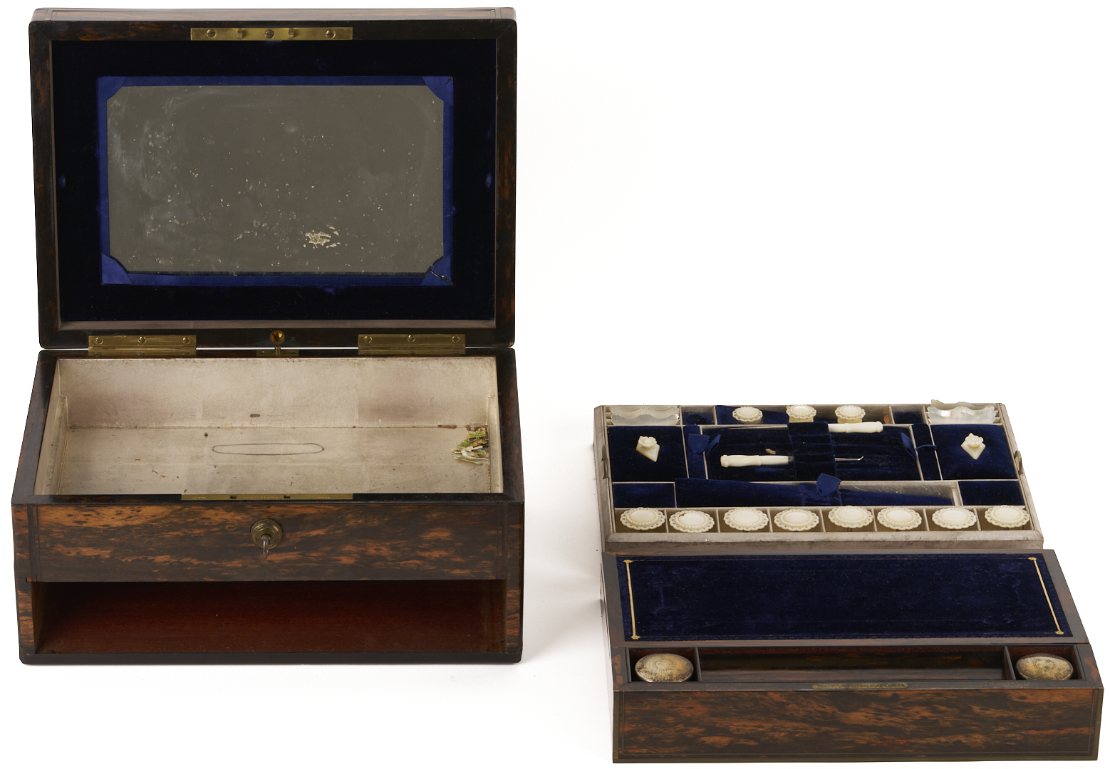Lot 860: Toulmin & Gale Coromandel Sewing & Writing Box w/ Stand