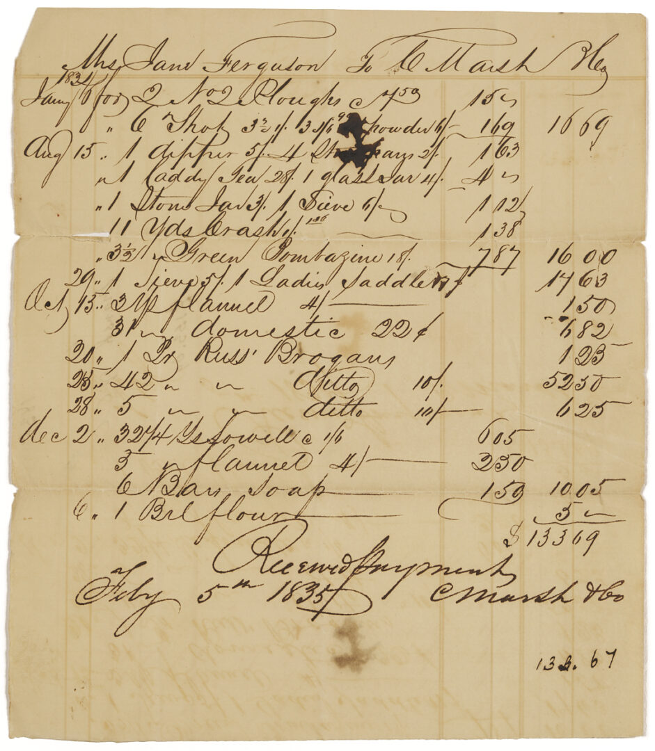 Lot 86: Profilet Coin Silver Ladle & Archive of Merrill/Ferguson Family, MS/LA Plantation