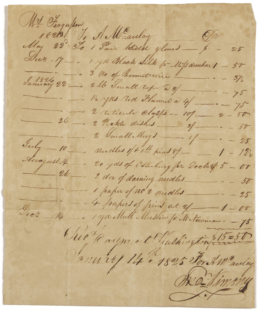 Lot 86: Profilet Coin Silver Ladle & Archive of Merrill/Ferguson Family, MS/LA Plantation