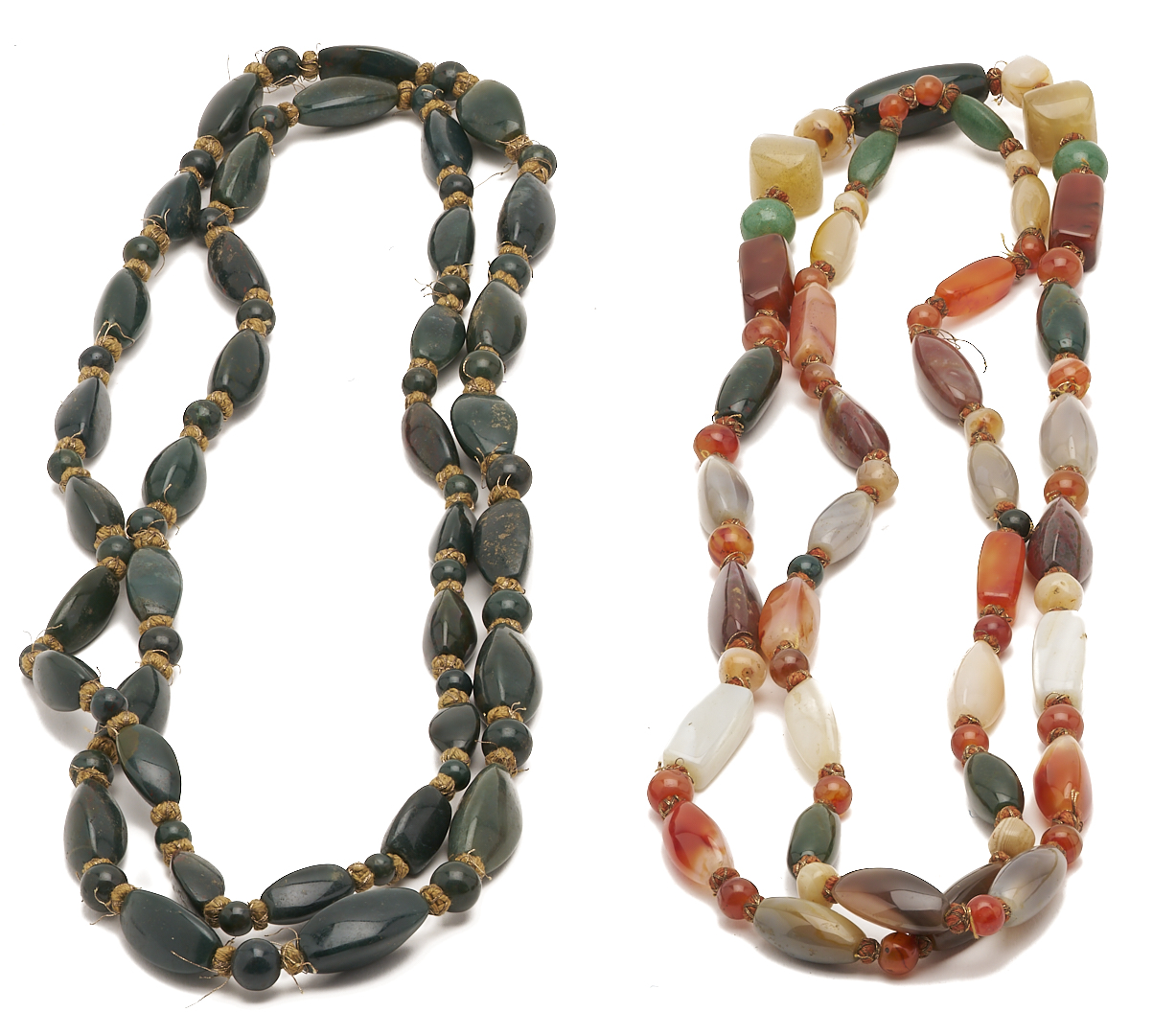 Lot 879: 4 Chinese Jade, Amber Necklaces incl. Court Chaozhu Beads