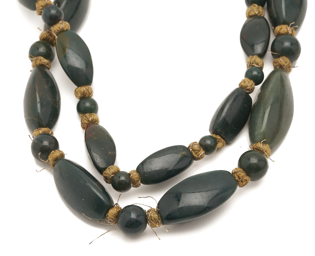 Lot 879: 4 Chinese Jade, Amber Necklaces incl. Court Chaozhu Beads