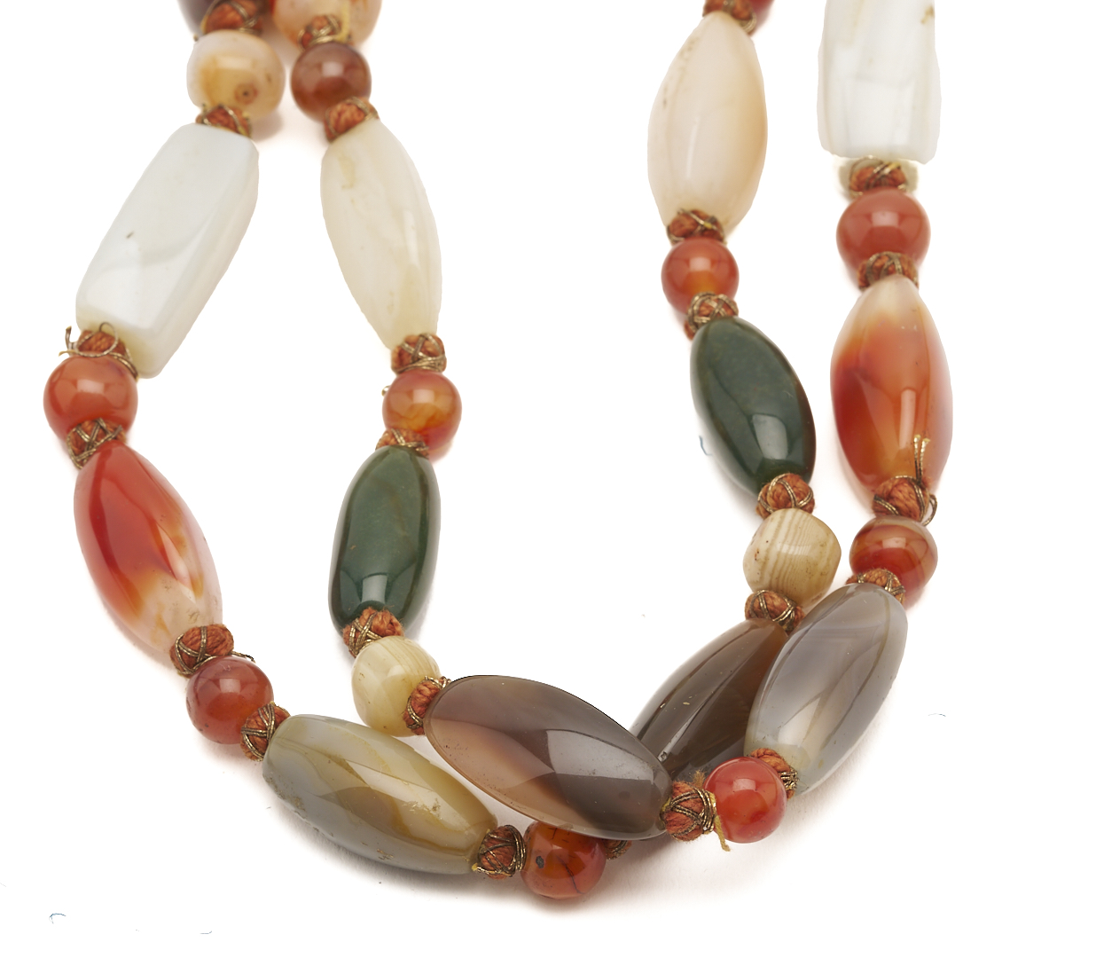 Lot 879: 4 Chinese Jade, Amber Necklaces incl. Court Chaozhu Beads