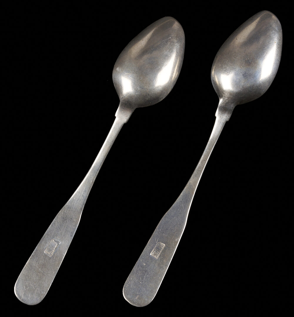 Lot 87: 2 Coin Silver Spoons attrib. Elliston, Nashville