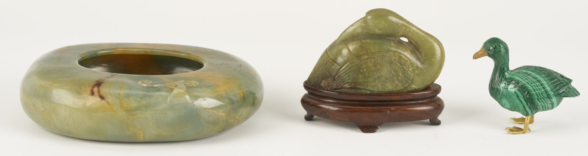 Lot 880: 7 Asian Carvings: Ducks, Brush Washer, Turquoise & Vegetable Ivory