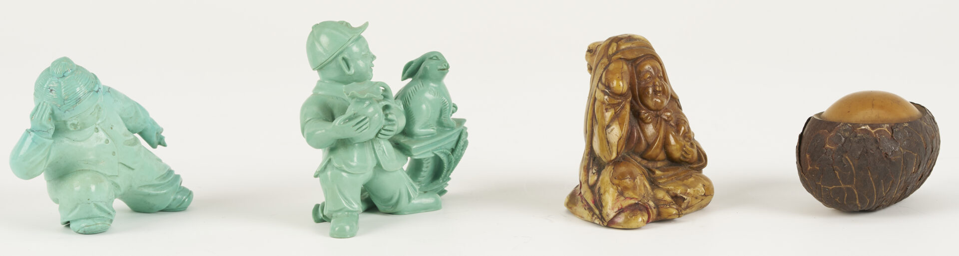 Lot 880: 7 Asian Carvings: Ducks, Brush Washer, Turquoise & Vegetable Ivory