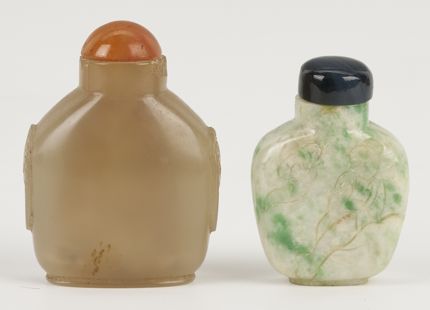 Lot 881: Tobacco Pouch and 5 Snuff Bottles, Including Jade