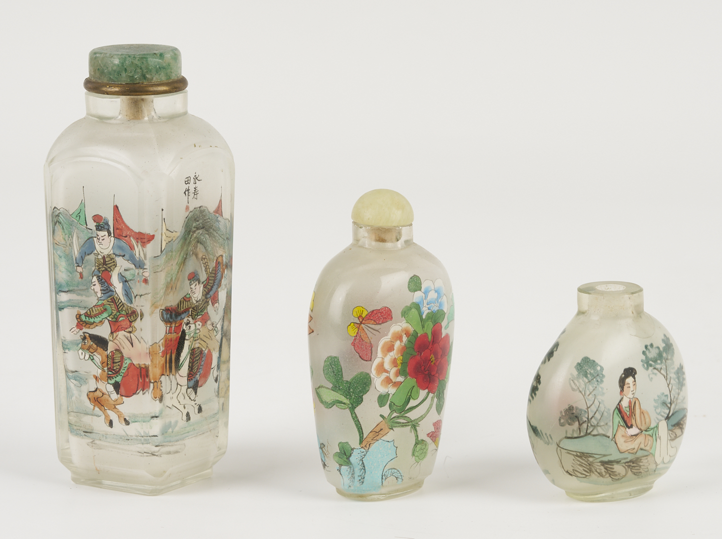 Lot 881: Tobacco Pouch and 5 Snuff Bottles, Including Jade