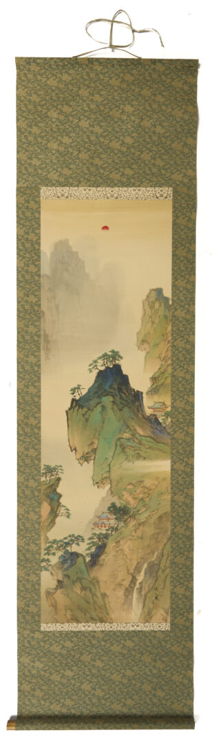 Lot 885: 3 Chinese Scroll Paintings, Landscapes & Calligraphy