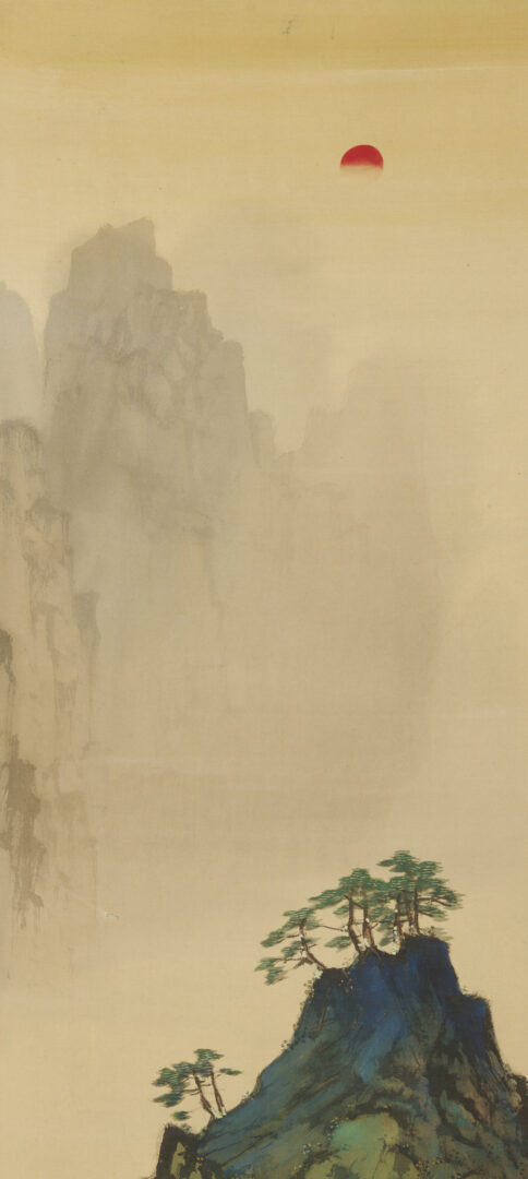 Lot 885: 3 Chinese Scroll Paintings, Landscapes & Calligraphy