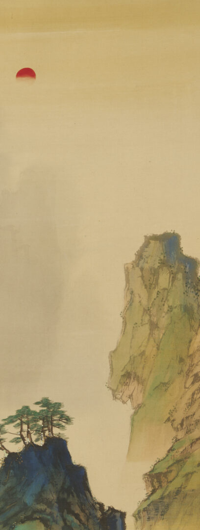 Lot 885: 3 Chinese Scroll Paintings, Landscapes & Calligraphy