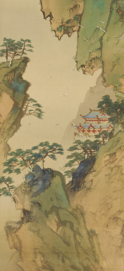 Lot 885: 3 Chinese Scroll Paintings, Landscapes & Calligraphy