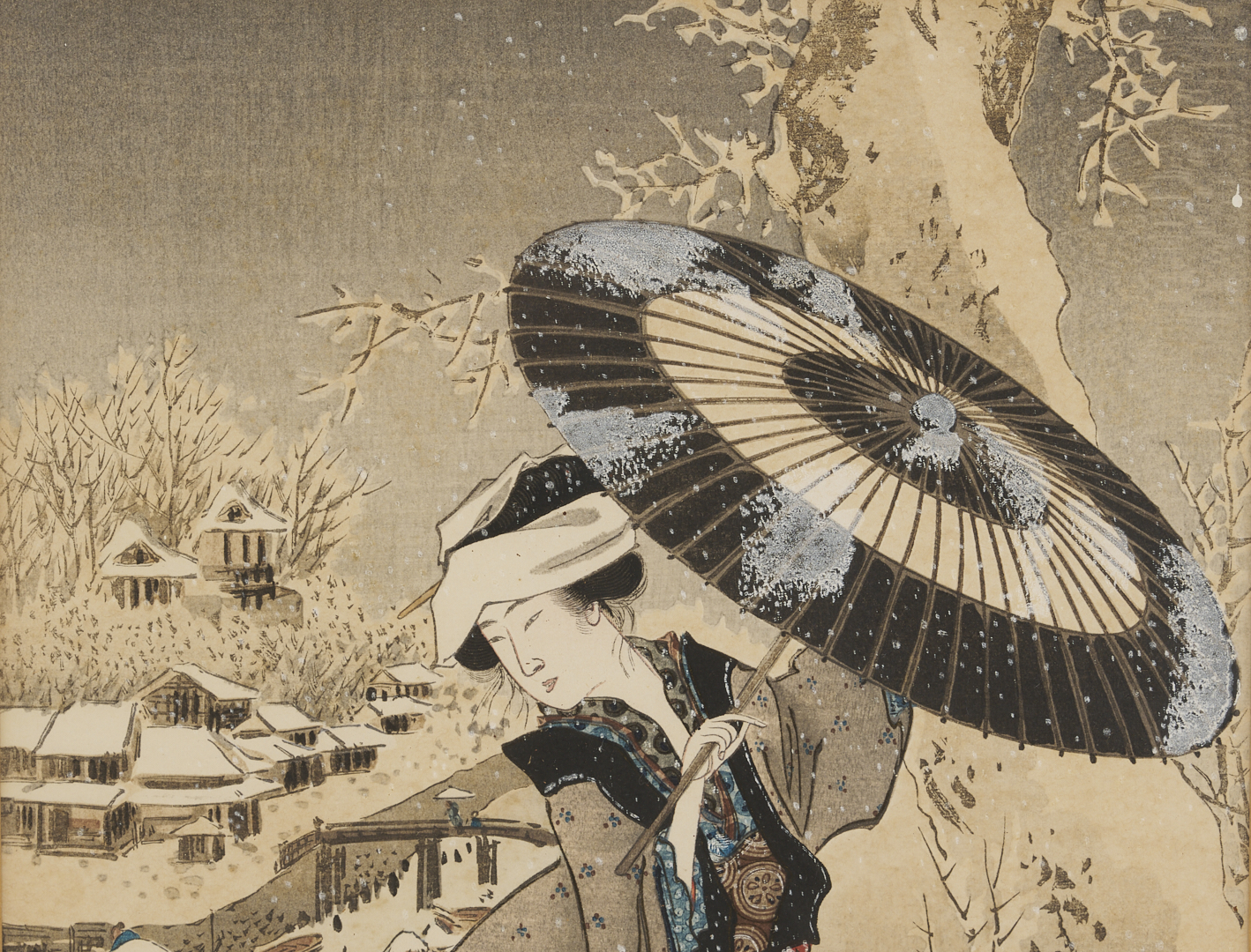 Lot 886: 2 Japanese Woodblock Prints, Mitsui Atsuo & After Kuniyoshi, Plus 2 Facsimiles of Early Prints