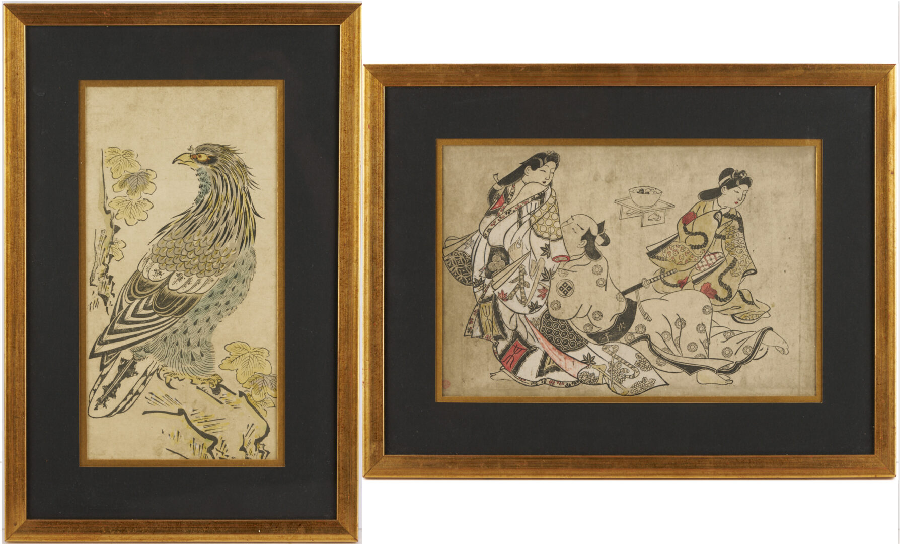 Lot 886: 2 Japanese Woodblock Prints, Mitsui Atsuo & After Kuniyoshi, Plus 2 Facsimiles of Early Prints