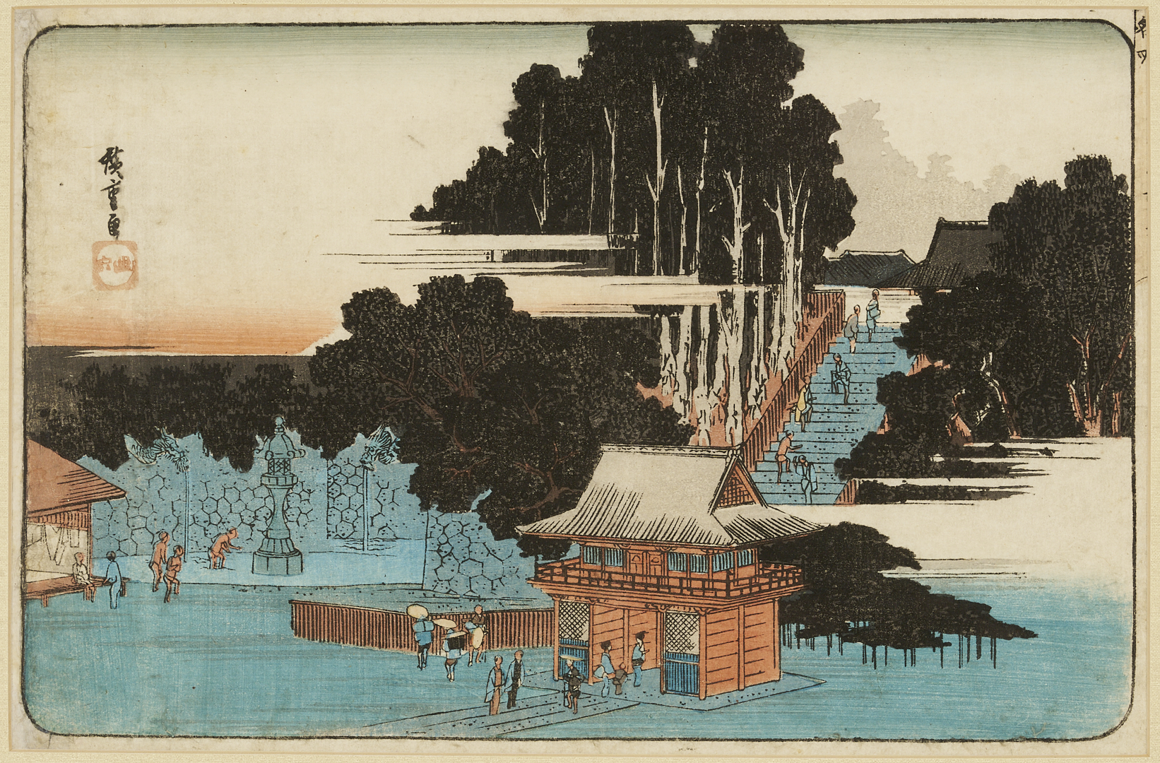 Lot 888: 2 Japanese Woodblock Landscape Prints Incl. Hiroshige, Famous Places in Edo