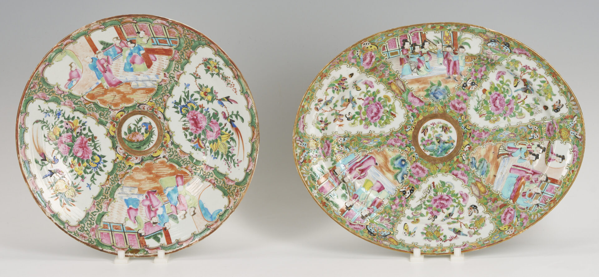 Lot 891: 3 Chinese Export Rose Medallion Pieces, Pitcher & Platters