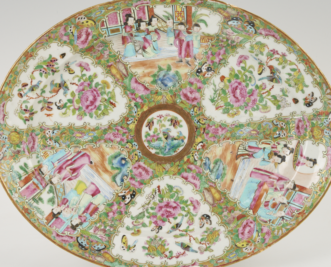 Lot 891: 3 Chinese Export Rose Medallion Pieces, Pitcher & Platters