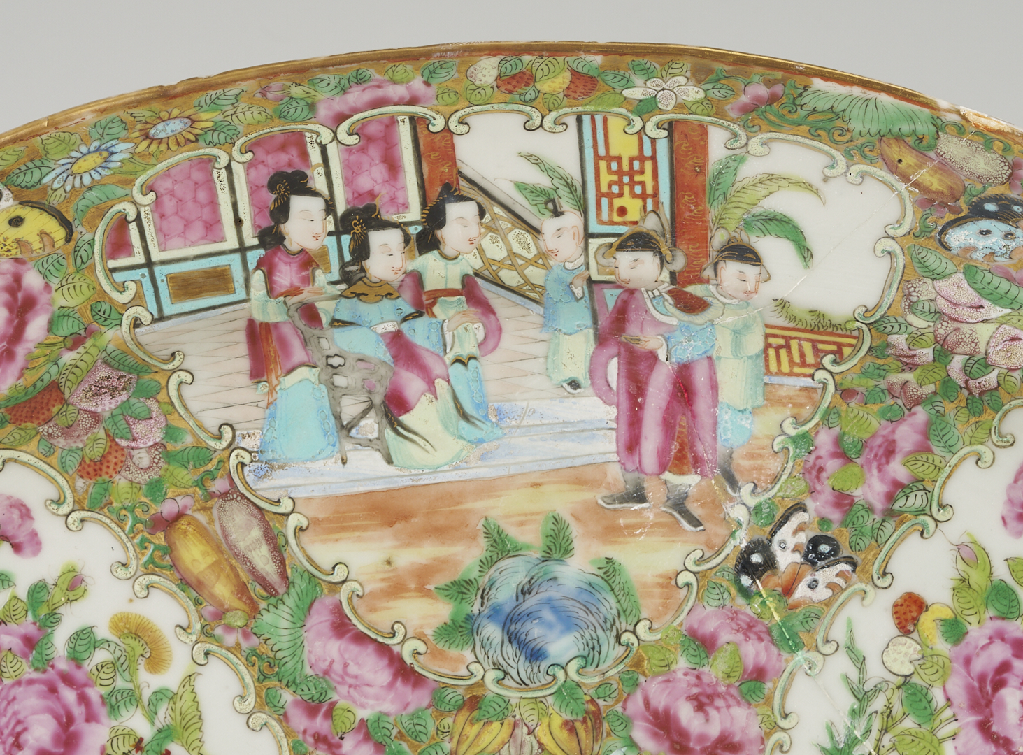 Lot 891: 3 Chinese Export Rose Medallion Pieces, Pitcher & Platters