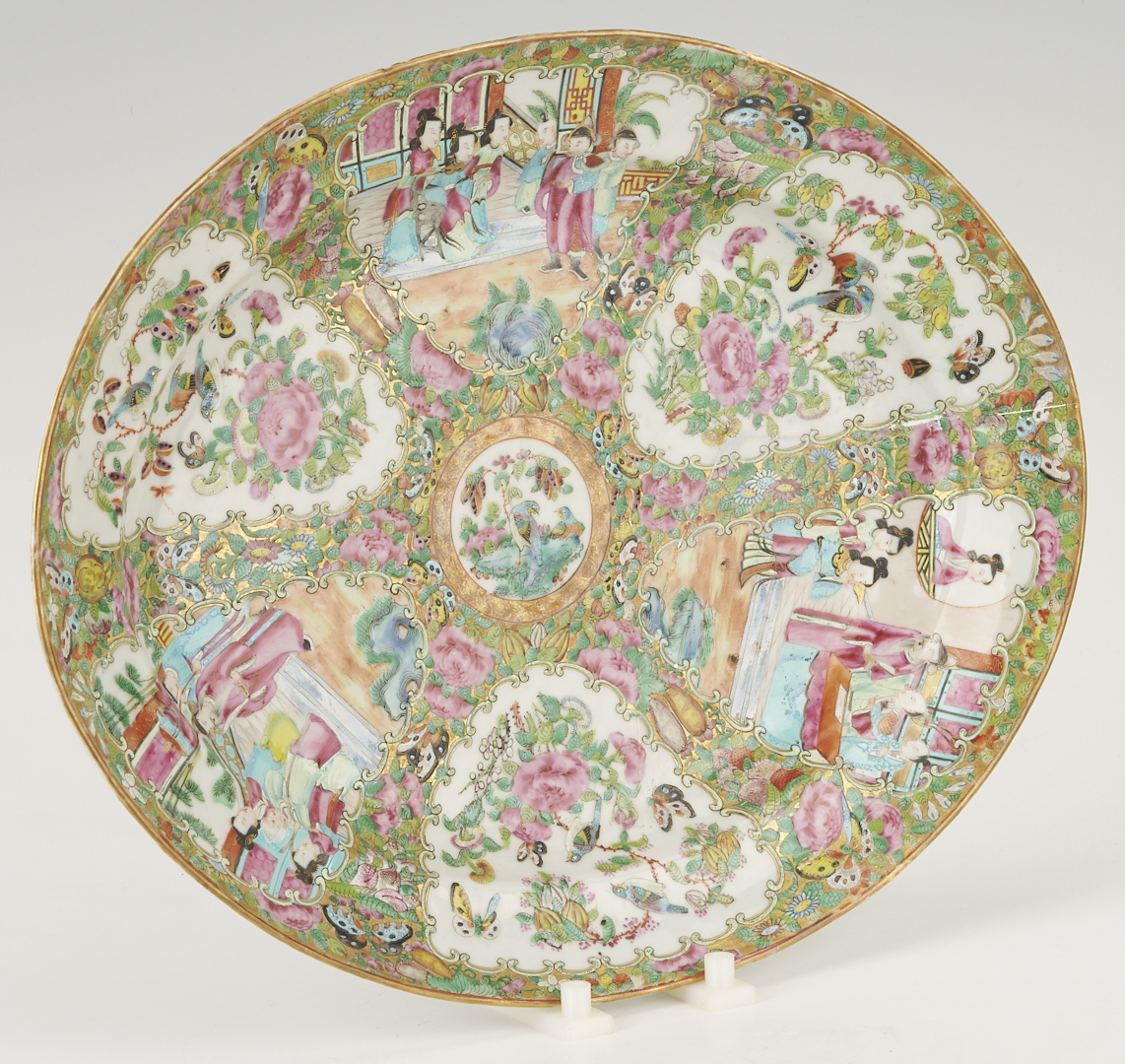 Lot 891: 3 Chinese Export Rose Medallion Pieces, Pitcher & Platters