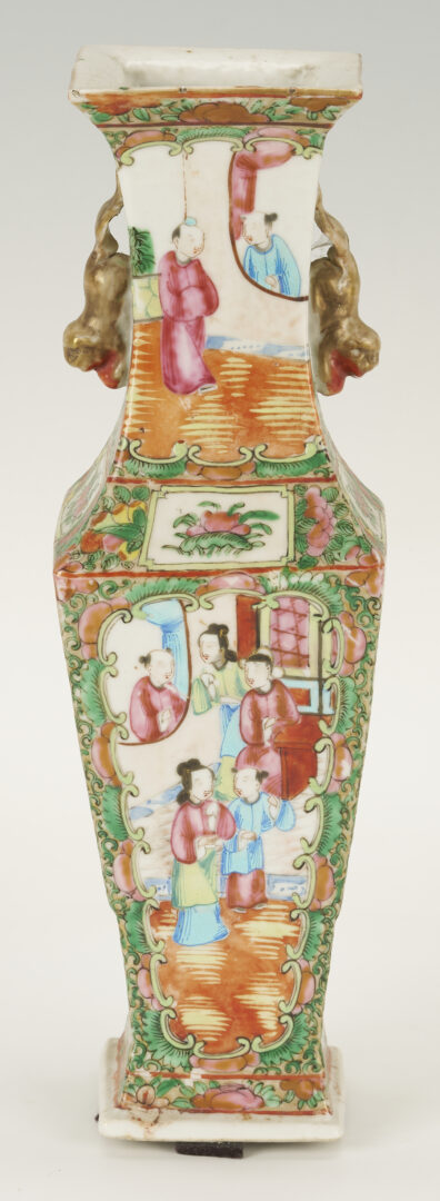 Lot 894: Chinese Rose Medallion Square Vase plus Poem Jar