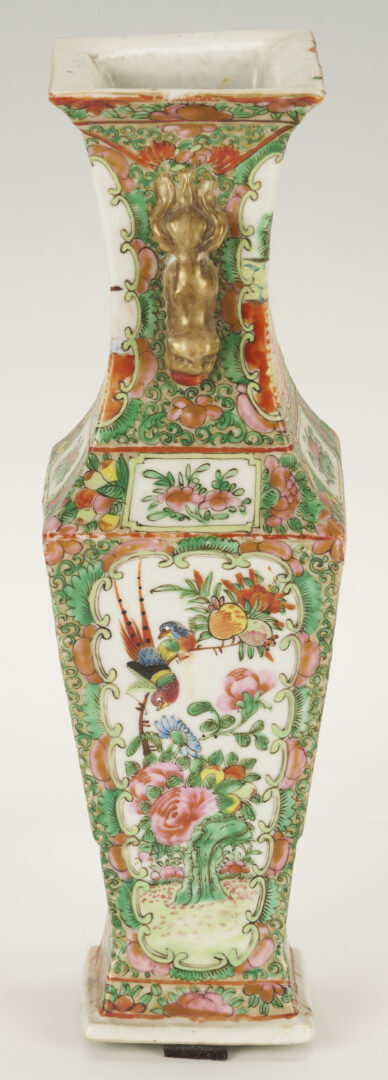 Lot 894: Chinese Rose Medallion Square Vase plus Poem Jar
