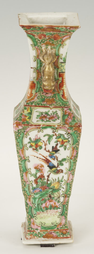 Lot 894: Chinese Rose Medallion Square Vase plus Poem Jar