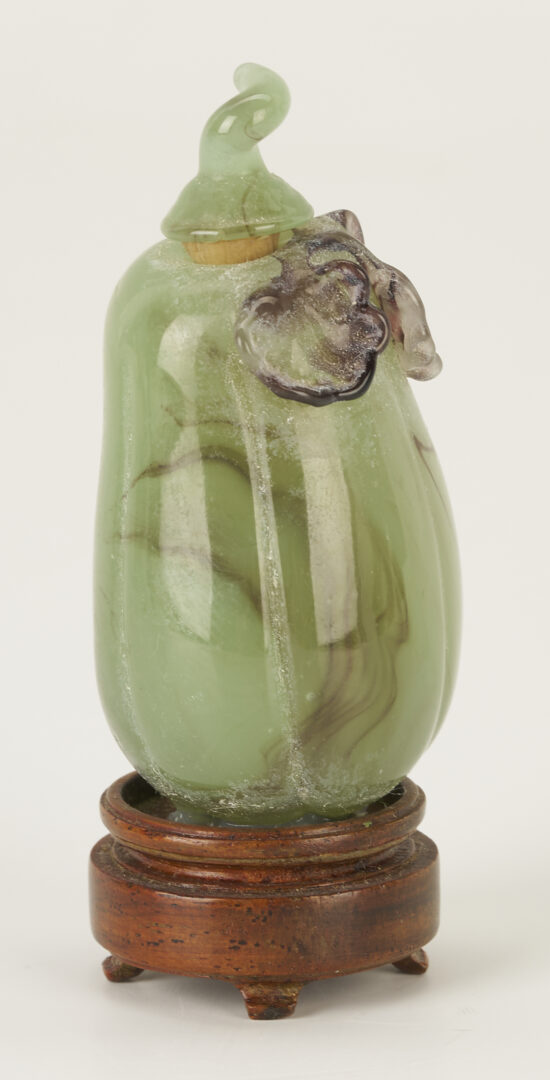 Lot 895: Chinese Molded Dragon Vase and 3 Snuff Bottles