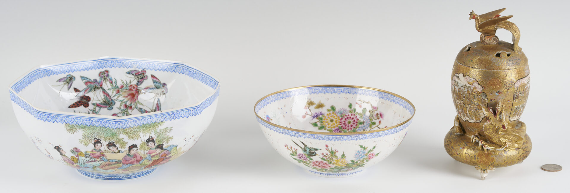 Lot 898: 3 Asian Porcelain Items, Japanese & Chinese