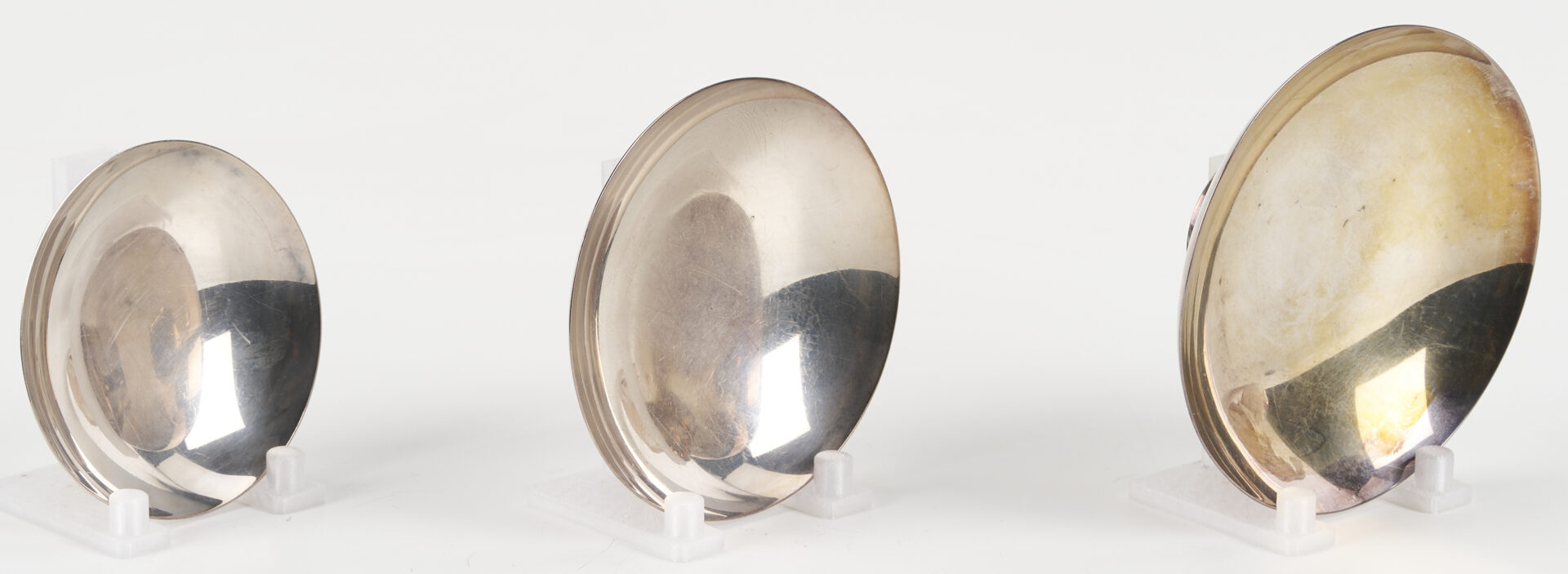 Lot 899: Japanese Silver Sake Bowl Set 3 pc