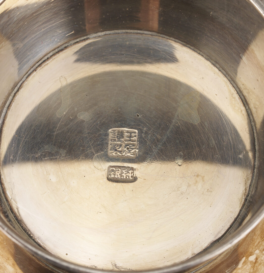 Lot 899: Japanese Silver Sake Bowl Set 3 pc