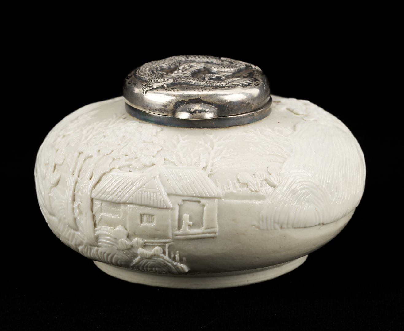 Lot 8: Chinese Silver and Dehua Porcelain Water Coupe