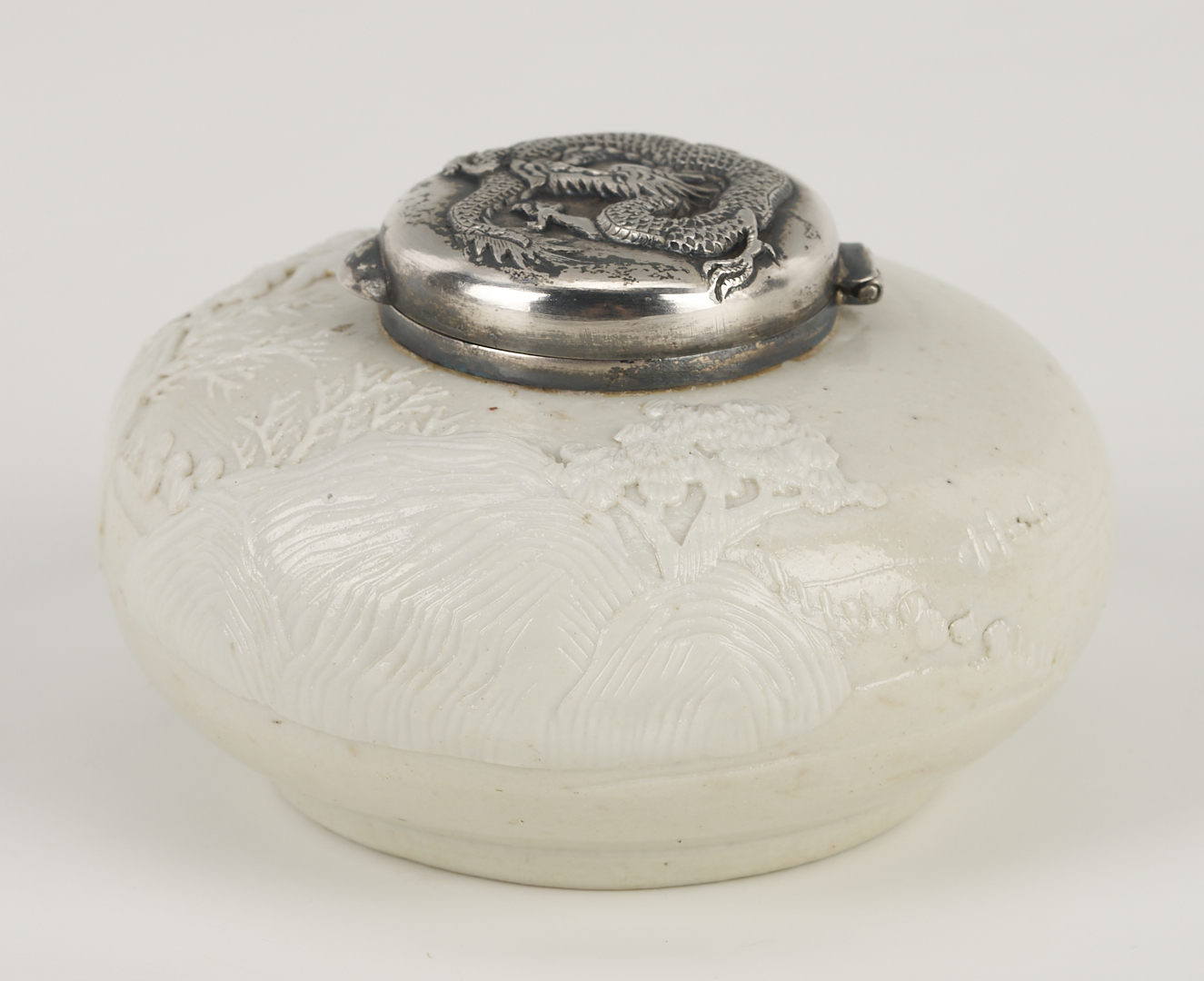 Lot 8: Chinese Silver and Dehua Porcelain Water Coupe