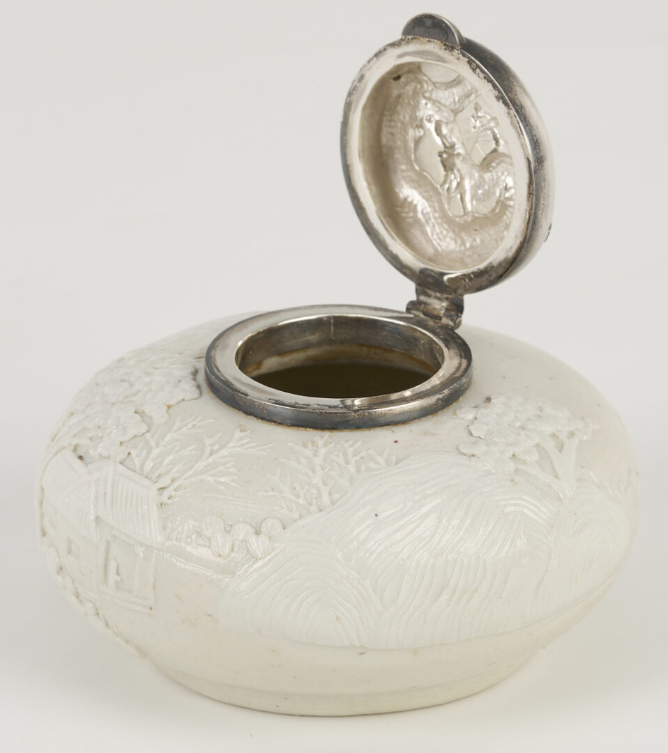 Lot 8: Chinese Silver and Dehua Porcelain Water Coupe
