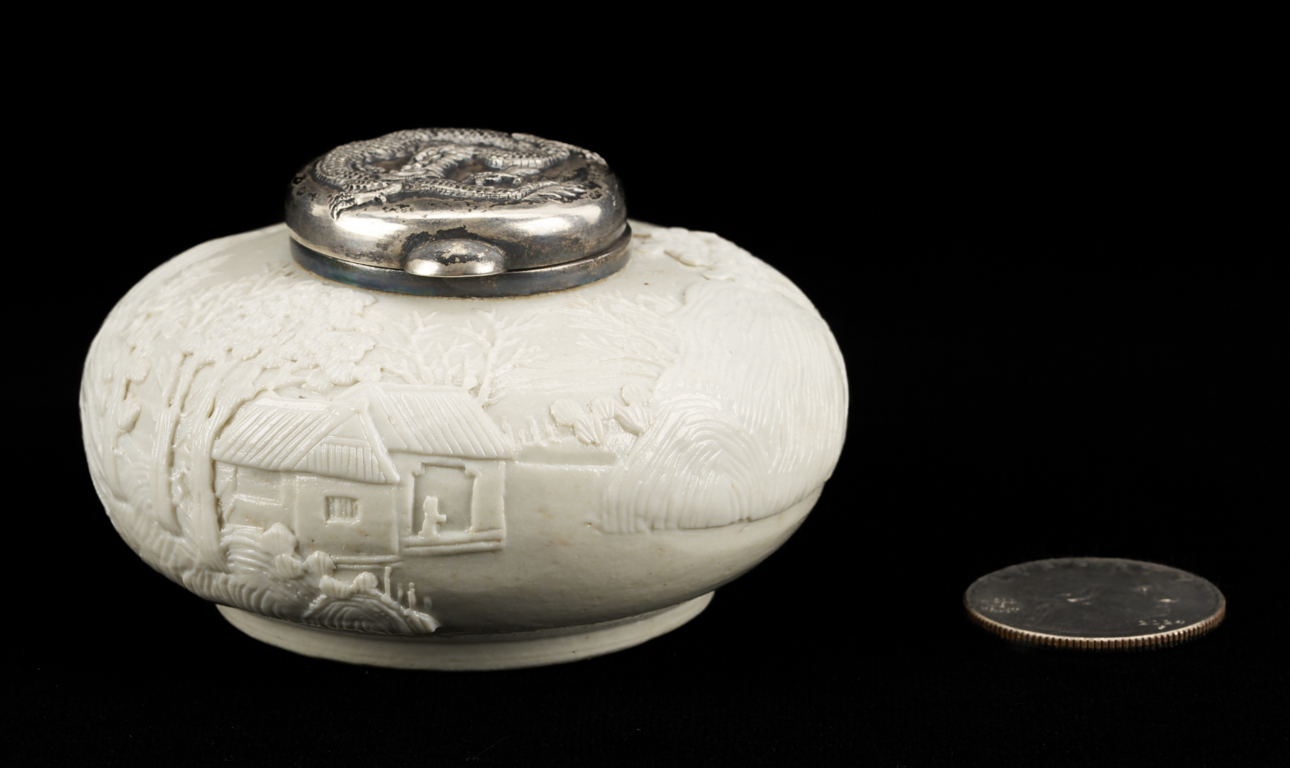Lot 8: Chinese Silver and Dehua Porcelain Water Coupe