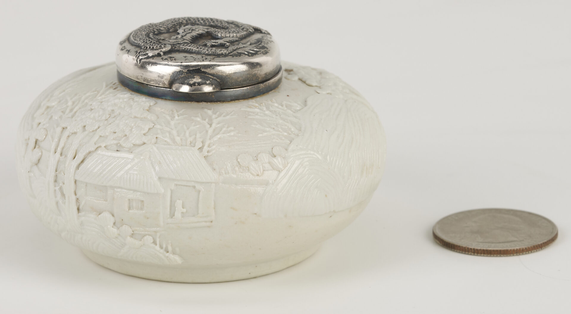 Lot 8: Chinese Silver and Dehua Porcelain Water Coupe