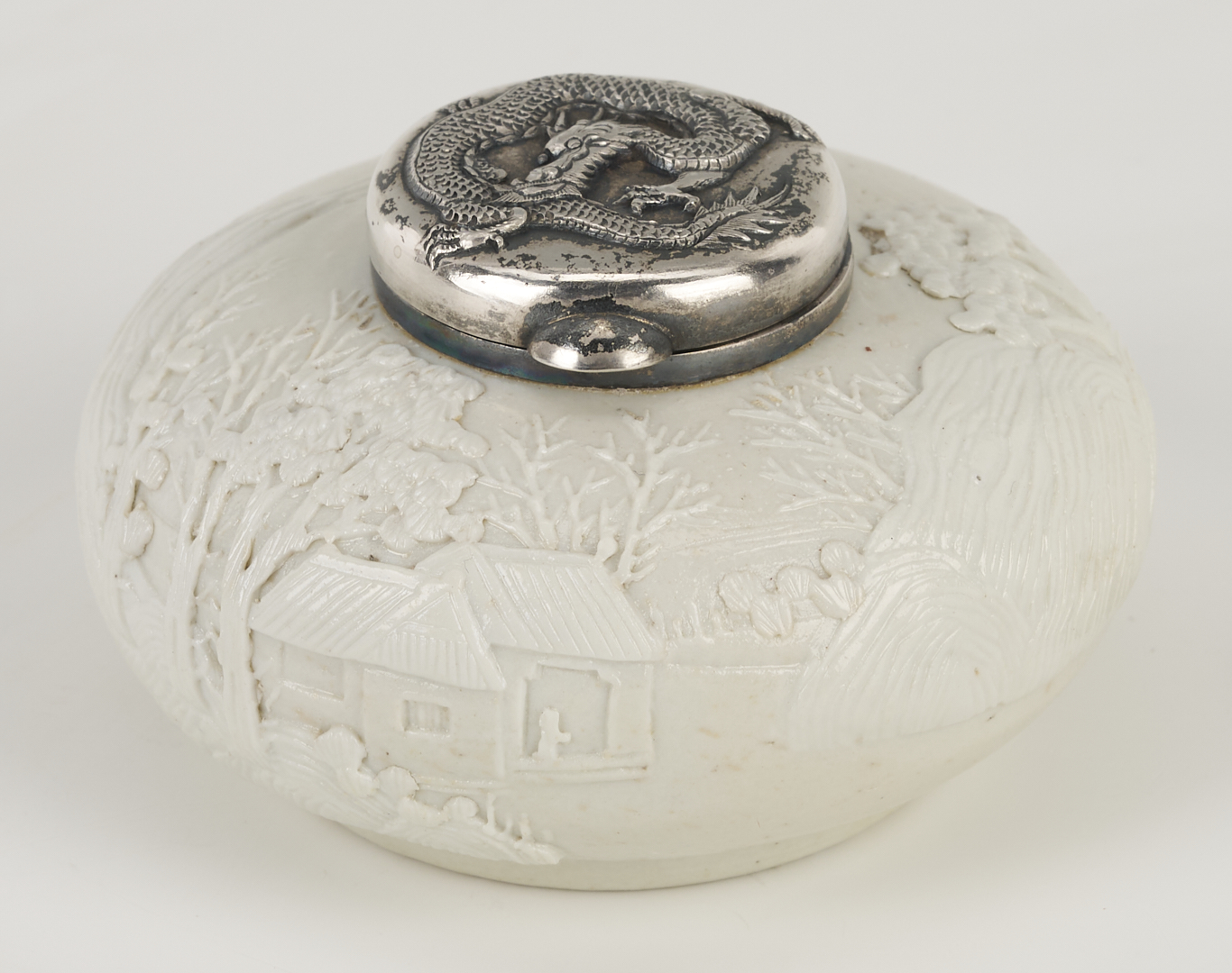 Lot 8: Chinese Silver and Dehua Porcelain Water Coupe