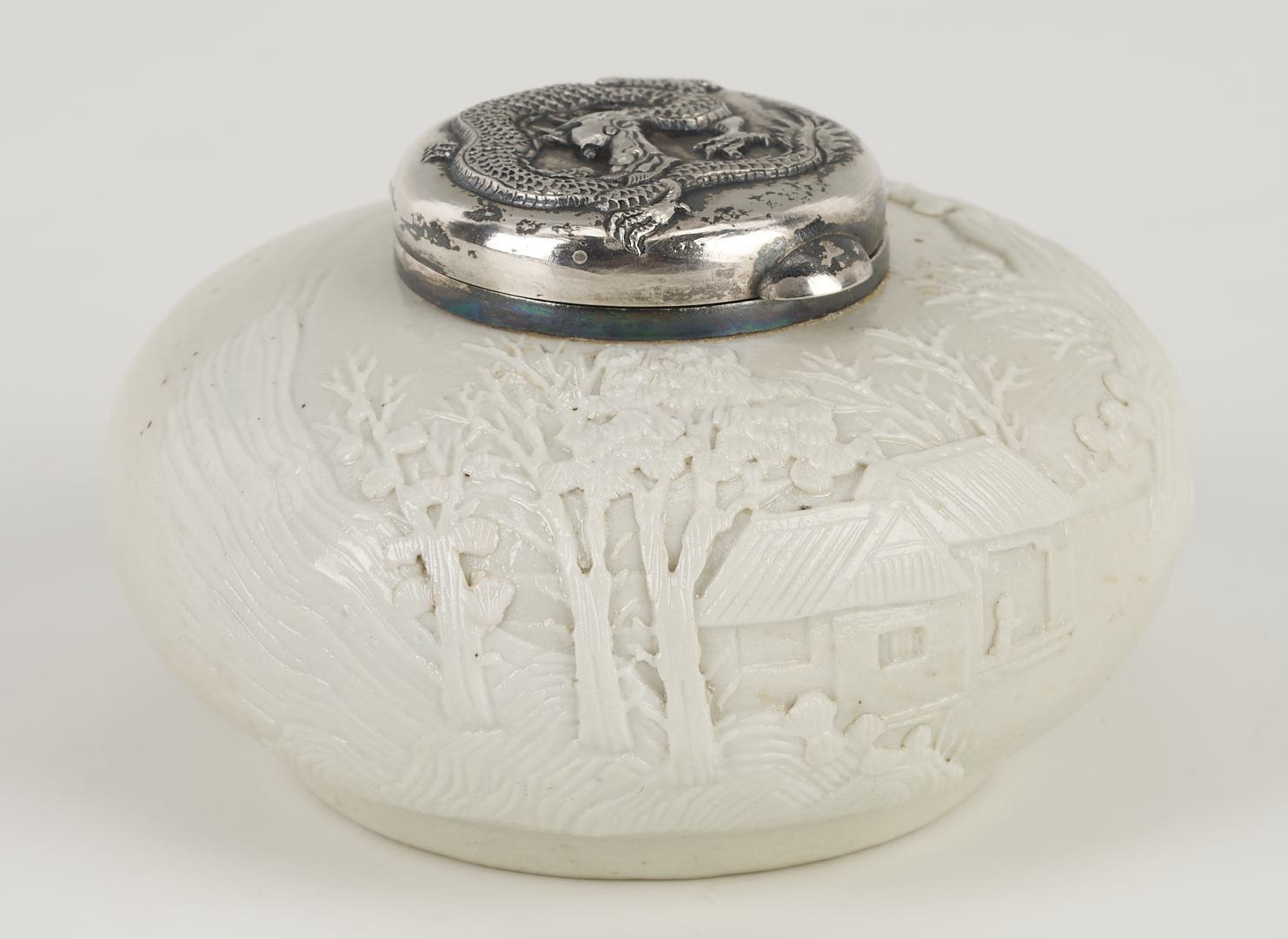 Lot 8: Chinese Silver and Dehua Porcelain Water Coupe