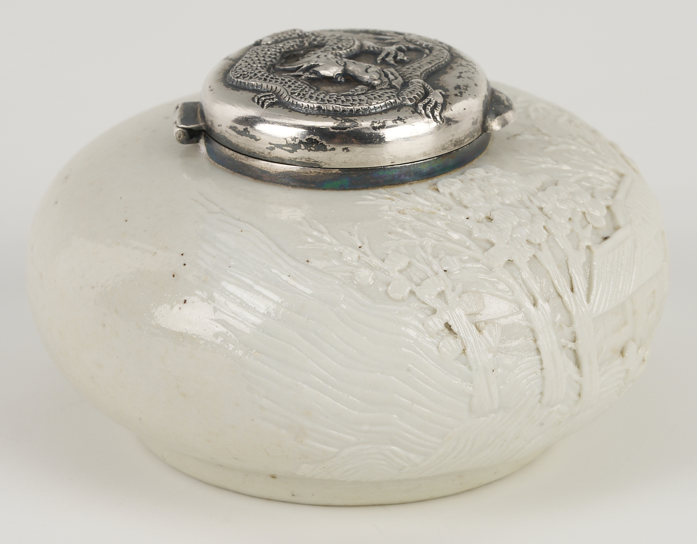 Lot 8: Chinese Silver and Dehua Porcelain Water Coupe