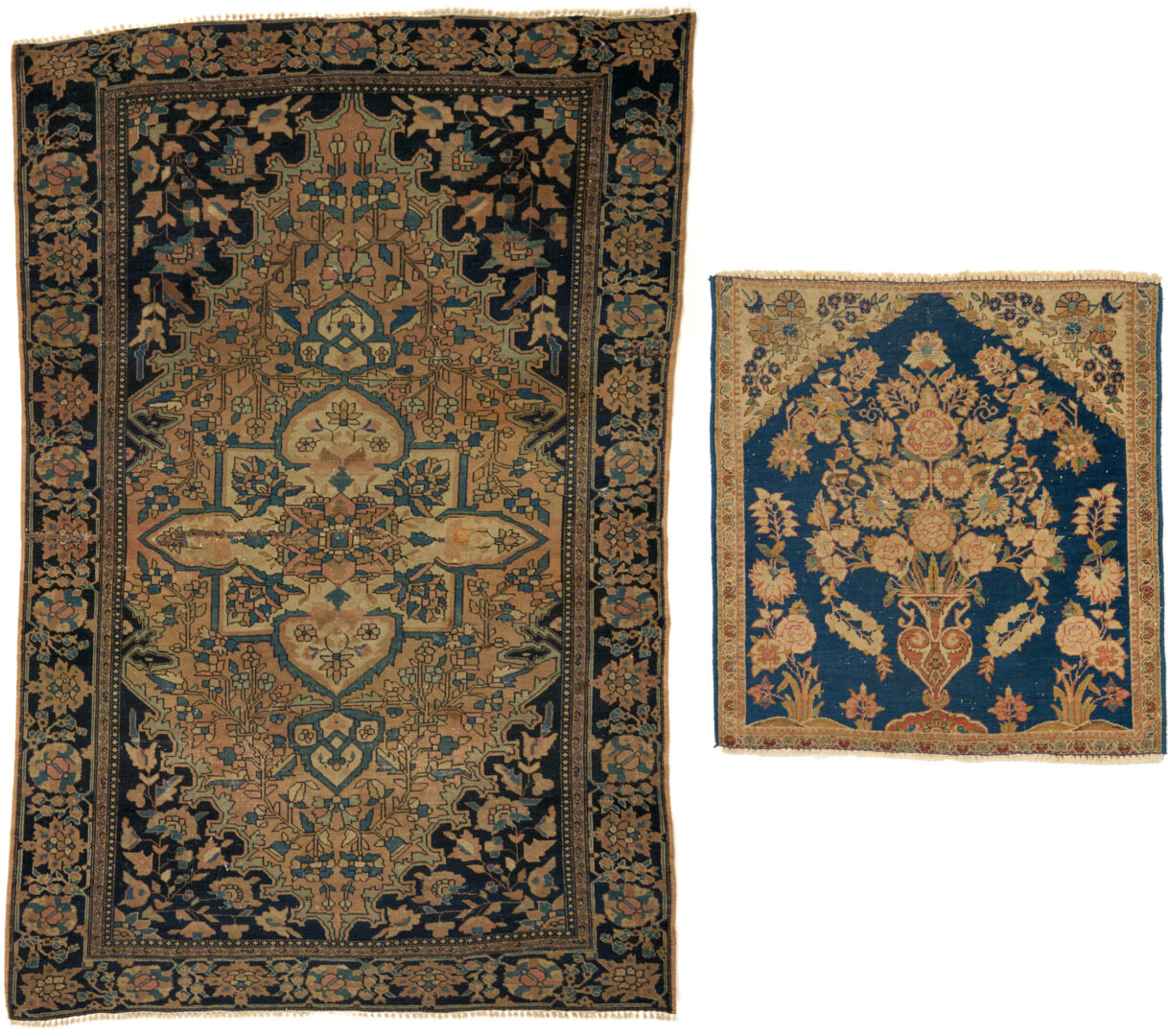 Lot 905: Antique Persian Farahan Rug & Kashan Vase Rug